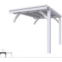 Buitenverblijf plat dak Excellent Modulair, vuren, tussenstuk L/B, 243x307 cm, lichtgrijs gespoten.