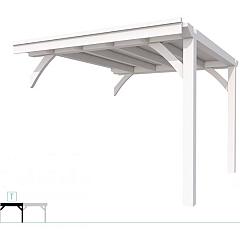 Buitenverblijf plat dak Excellent Modulair, vuren, tussenstuk L/C, 293x307 cm, wit gespoten.