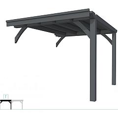 Buitenverblijf plat dak Excellent Modulair, vuren, tussenstuk L/C, 293x307 cm, antraciet gespoten.