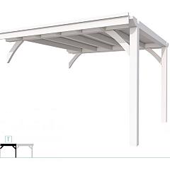 Buitenverblijf plat dak Excellent Modulair, vuren, tussenstuk L/D, 343x307 cm, wit gespoten.