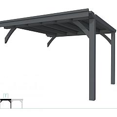 Buitenverblijf plat dak Excellent Modulair, vuren, tussenstuk L/D, 343x307 cm, antraciet gespoten.