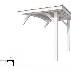 Buitenverblijf plat dak Excellent Modulair, vuren, rechterdeel L/A, 193x307 cm, wit gespoten.