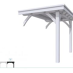 Buitenverblijf plat dak Excellent Modulair, vuren, rechterdeel L/A, 193x307 cm, lichtgrijs gespoten.