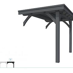 Buitenverblijf plat dak Excellent Modulair, vuren, rechterdeel L/A, 193x307 cm, antraciet gespoten.