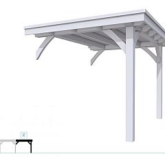 Buitenverblijf plat dak Excellent Modulair, vuren, rechterdeel L/B, 243x307 cm, lichtgrijs gespoten.