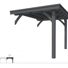 Buitenverblijf plat dak Excellent Modulair, vuren, rechterdeel L/B, 243x307 cm, antraciet gespoten.