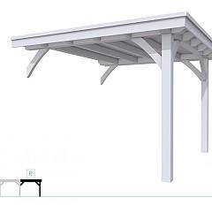Buitenverblijf plat dak Excellent Modulair, vuren, rechterdeel L/C, 293x307 cm, lichtgrijs gespoten.