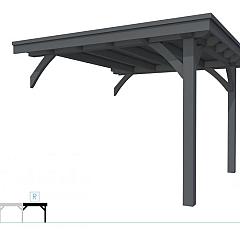 Buitenverblijf plat dak Excellent Modulair, vuren, rechterdeel L/C, 293x307 cm, antraciet gespoten.