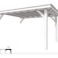 Buitenverblijf plat dak Excellent Modulair, vuren, rechterdeel L/E, 385x307 cm, wit gespoten.