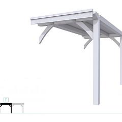 Buitenverblijf plat dak Excellent Modulair, vuren, tussenstuk XXL/A, 193x399 cm, lichtgrijs gespoten.