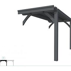 Buitenverblijf plat dak Excellent Modulair, vuren, tussenstuk XXL/A, 193x399 cm, antraciet gespoten.