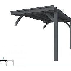Buitenverblijf plat dak Excellent Modulair, vuren, tussenstuk XXL/B, 243x399 cm, antraciet gespoten.