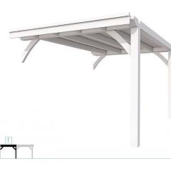 Buitenverblijf plat dak Excellent Modulair, vuren, tussenstuk XXL/C, 293x399 cm, wit gespoten.