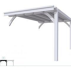 Buitenverblijf plat dak Excellent Modulair, vuren, tussenstuk XXL/C, 293x399 cm, lichtgrijs gespoten.