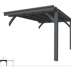 Buitenverblijf plat dak Excellent Modulair, vuren, tussenstuk XXL/C, 293x399 cm, antraciet gespoten.