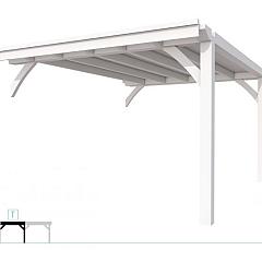 Buitenverblijf plat dak Excellent Modulair, vuren, tussenstuk XXL/D, 343x399 cm, wit gespoten.