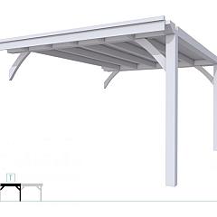 Buitenverblijf plat dak Excellent Modulair, vuren, tussenstuk XXL/D, 343x399 cm, lichtgrijs gespoten.