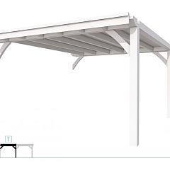 Buitenverblijf plat dak Excellent Modulair, vuren, tussenstuk XXL/E, 385x399 cm, wit gespoten.