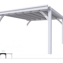 Buitenverblijf plat dak Excellent Modulair, vuren, tussenstuk XXL/E, 385x399 cm, lichtgrijs gespoten.