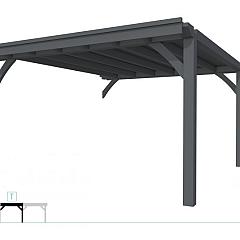 Buitenverblijf plat dak Excellent Modulair, vuren, tussenstuk XXL/E, 385x399 cm, antraciet gespoten.