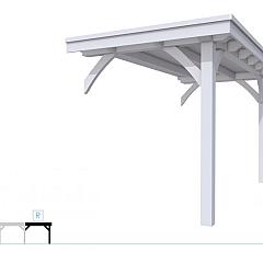 Buitenverblijf plat dak Excellent Modulair, vuren, rechterdeel XXL/A, 193x399 cm, lichtgrijs gespoten.