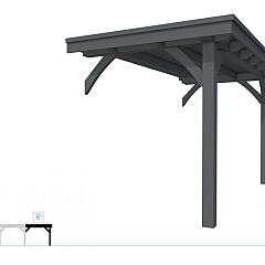 Buitenverblijf plat dak Excellent Modulair, vuren, rechterdeel XXL/A, 193x399 cm, antraciet gespoten.
