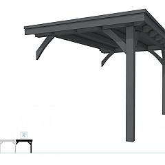 Buitenverblijf plat dak Excellent Modulair, vuren, rechterdeel XXL/B, 243x399 cm, antraciet gespoten.