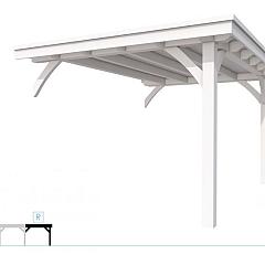 Buitenverblijf plat dak Excellent Modulair, vuren, rechterdeel XXL/C, 293x399 cm, wit gespoten.