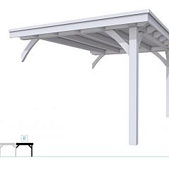 Buitenverblijf plat dak Excellent Modulair, vuren, rechterdeel XXL/C, 293x399 cm, lichtgrijs gespoten.