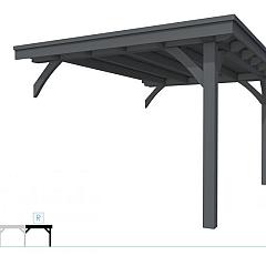 Buitenverblijf plat dak Excellent Modulair, vuren, rechterdeel XXL/C, 293x399 cm, antraciet gespoten.