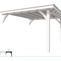 Buitenverblijf plat dak Excellent Modulair, vuren, rechterdeel XXL/D, 343x399 cm, wit gespoten.