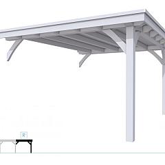 Buitenverblijf plat dak Excellent Modulair, vuren, rechterdeel XXL/D, 343x399 cm, lichtgrijs gespoten.