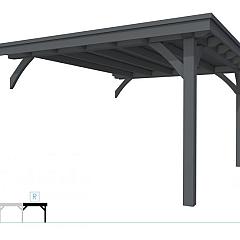 Buitenverblijf plat dak Excellent Modulair, vuren, rechterdeel XXL/D, 343x399 cm, antraciet gespoten.