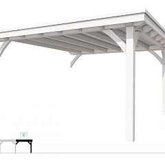 Buitenverblijf plat dak Excellent Modulair, vuren, rechterdeel XXL/E, 385x399 cm, wit gespoten.