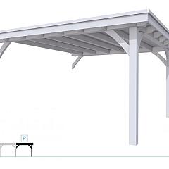 Buitenverblijf plat dak Excellent Modulair, vuren, rechterdeel XXL/E, 385x399 cm, lichtgrijs gespoten.