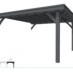 Buitenverblijf plat dak Excellent Modulair, vuren, rechterdeel XXL/E, 385x399 cm, antraciet gespoten.
