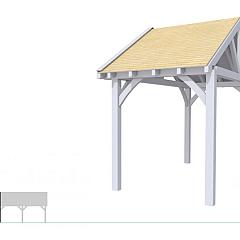 Buitenverblijf met zadeldak Excellent Modulair, vuren, linkerdeel XXL/A, 207x399 cm, lichtgrijs gespoten.