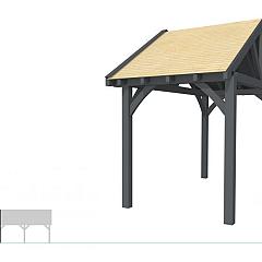 Buitenverblijf met zadeldak Excellent Modulair, vuren, linkerdeel XXL/A, 207x399 cm, antraciet gespoten.