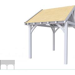 Buitenverblijf met zadeldak Excellent Modulair, vuren, linkerdeel XXL/B, 257x399 cm, lichtgrijs gespoten.