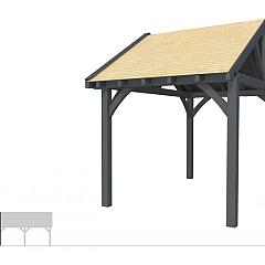 Buitenverblijf met zadeldak Excellent Modulair, vuren, linkerdeel XXL/B, 257x399 cm, antraciet gespoten.