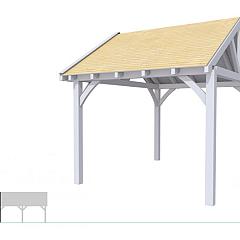 Buitenverblijf met zadeldak Excellent Modulair, vuren, linkerdeel XXL/C, 307x399 cm, lichtgrijs gespoten.