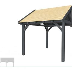 Buitenverblijf met zadeldak Excellent Modulair, vuren, linkerdeel XXL/C, 307x399 cm, antraciet gespoten.