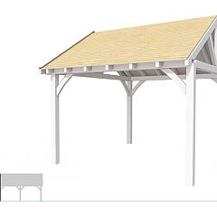 Buitenverblijf met zadeldak Excellent Modulair, vuren, linkerdeel XXL/D, 357x399 cm, wit gespoten.