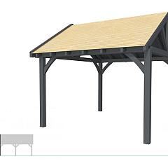 Buitenverblijf met zadeldak Excellent Modulair, vuren, linkerdeel XXL/D, 357x399 cm, antraciet gespoten.