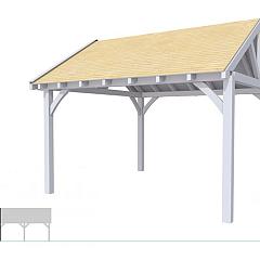 Buitenverblijf met zadeldak Excellent Modulair, vuren, linkerdeel XXL/E, 399x399 cm, lichtgrijs gespoten.