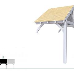 Buitenverblijf met zadeldak Excellent Modulair, vuren, tussenstuk XXL/A, 193x399 cm, lichtgrijs gespoten.