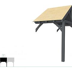 Buitenverblijf met zadeldak Excellent Modulair, vuren, tussenstuk XXL/A, 193x399 cm, antraciet gespoten.