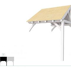 Buitenverblijf met zadeldak Excellent Modulair, vuren, tussenstuk XXL/B, 243x399 cm, wit gespoten.