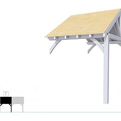 Buitenverblijf met zadeldak Excellent Modulair, vuren, tussenstuk XXL/B, 243x399 cm, lichtgrijs gespoten.