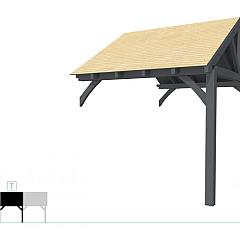 Buitenverblijf met zadeldak Excellent Modulair, vuren, tussenstuk XXL/C, 293x399 cm, antraciet gespoten.